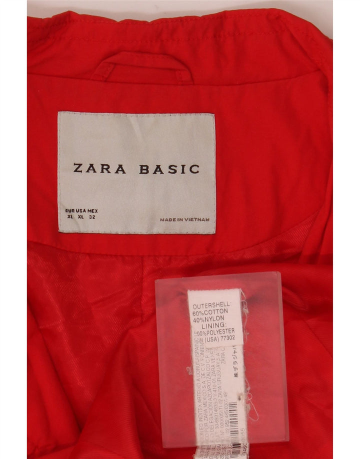 Zara Militærjakke til kvinder UK 18 XL Rød Bomuld