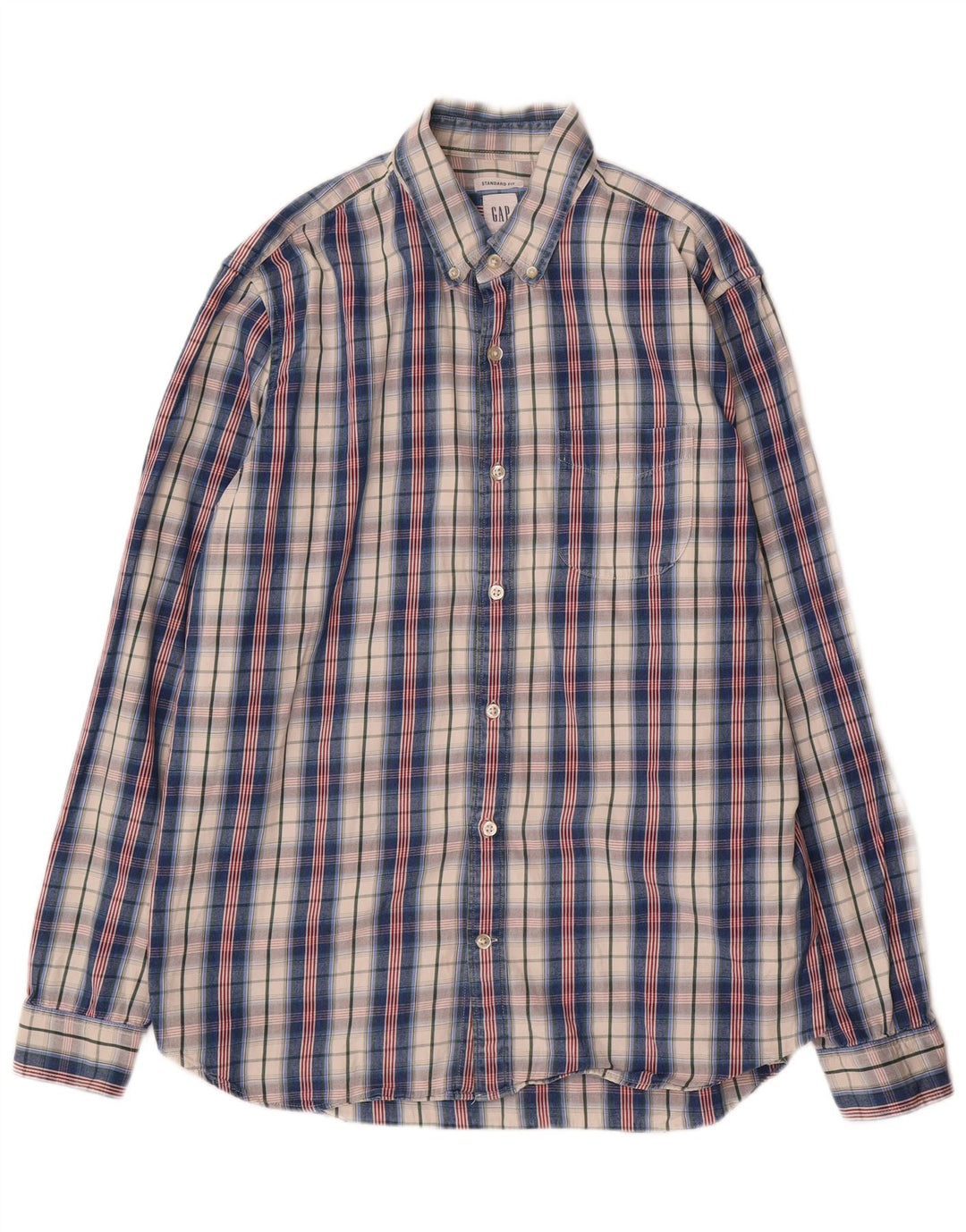 Gap Herre Standard Fit Skjorte Stor Blå Plaid Bomuld