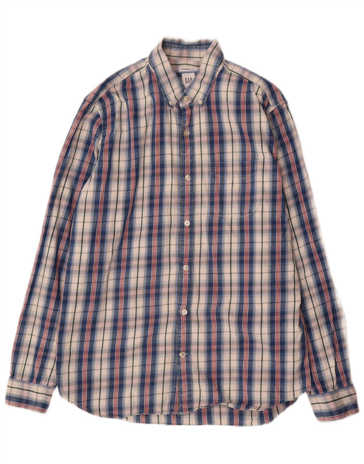 Gap Herre Standard Fit Skjorte Stor Blå Plaid Bomuld