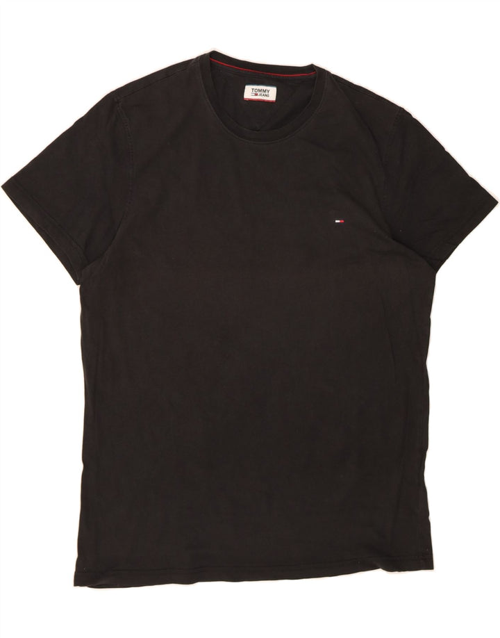 TOMMY HILFIGER Mens T-Shirt Top Large Black Cotton Vintage Tommy Hilfiger and Second-Hand Tommy Hilfiger from Messina Hembry 