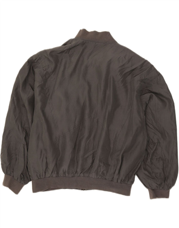 Vintage Bomberjakke til mænd UK 38 Medium Grey Silke