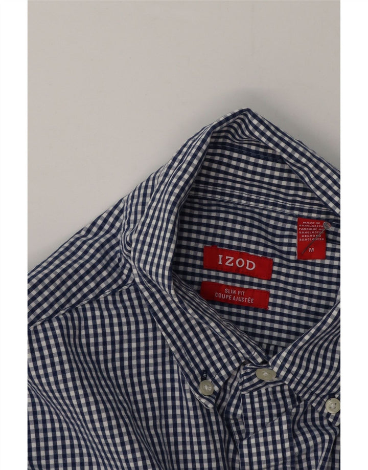 Izod Herre Coupe Ajustee Slim Fit skjorte Medium Blue Gingham Cotton