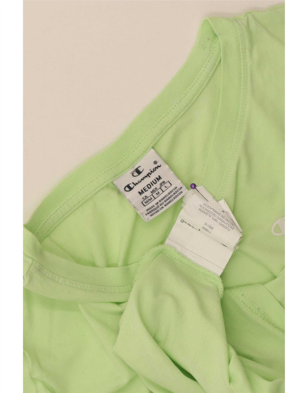 Champion Dame T-Shirt Top UK 12 Medium Grøn Bomuld