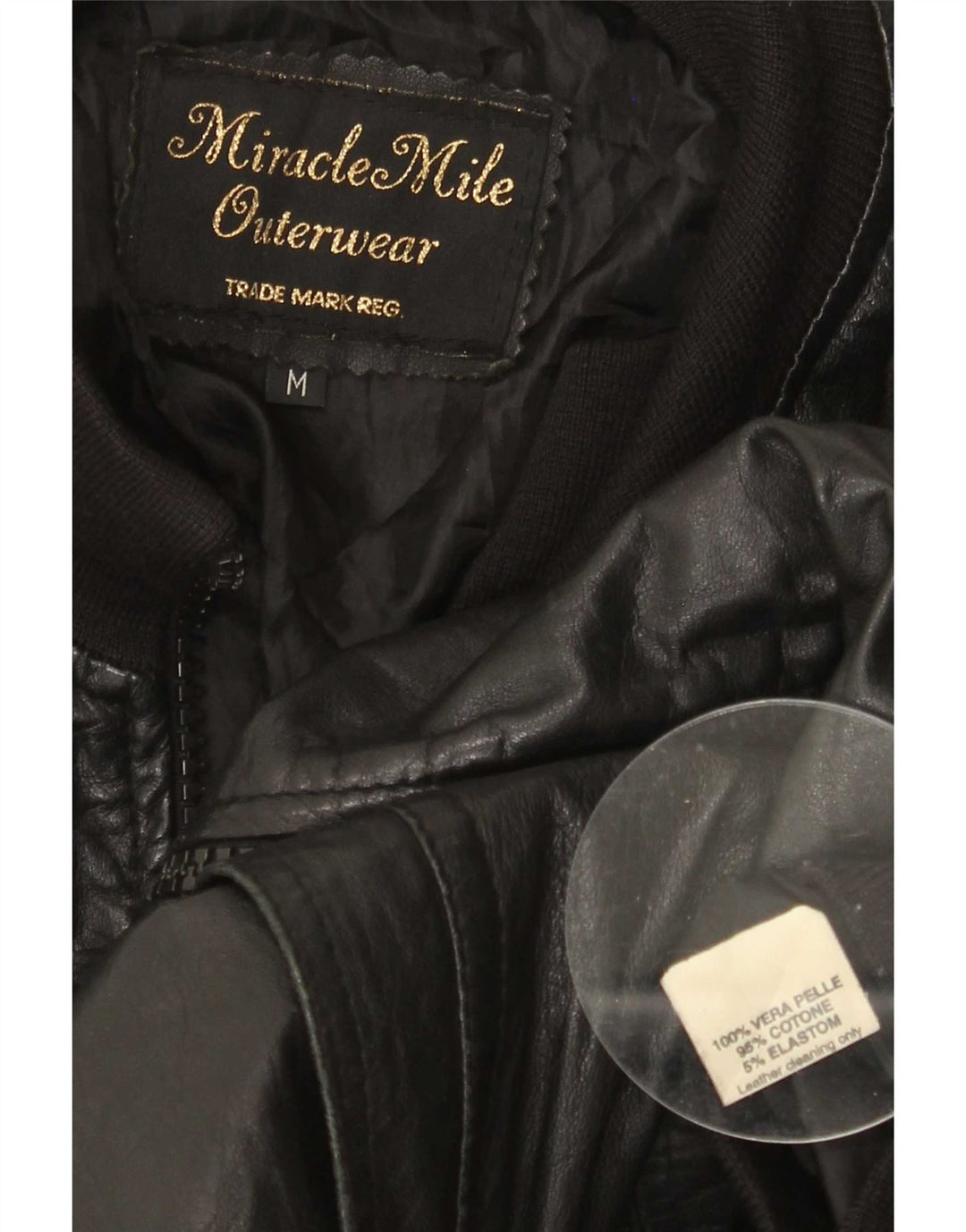 Vintage læderjakke til kvinder UK 14 Medium Sort