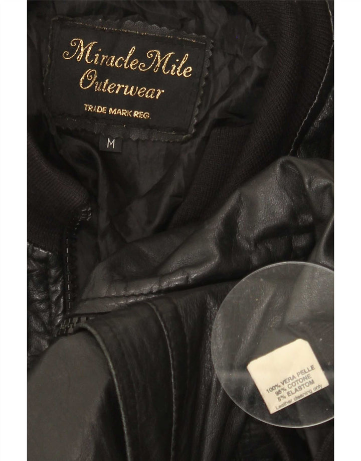 Vintage læderjakke til kvinder UK 14 Medium Sort