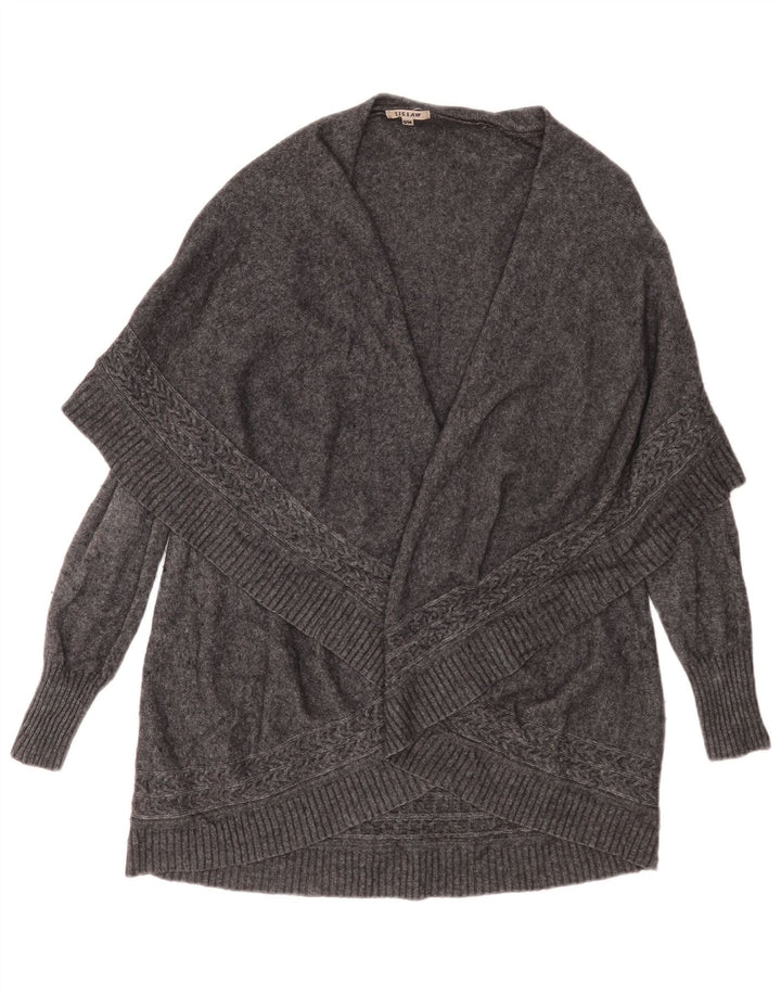Jigsaw Womens Longline Cardigan Sweater UK 10 Small Grey Uld