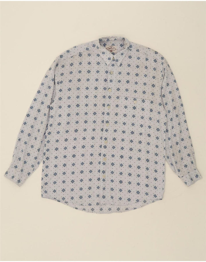 AL BRIGHT Mens Shirt Size 39/40 Medium Blue Argyle/Diamond Viscose Vintage Al Bright and Second-Hand Al Bright from Messina Hembry 
