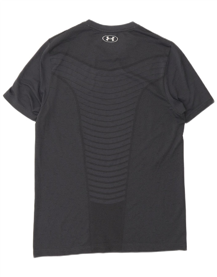 Under Armour Herre Heat Gear T-Shirt Top Medium Grå Stribet Polyester