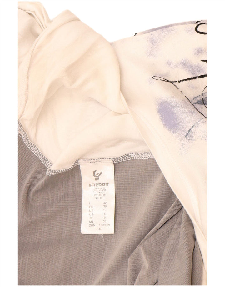 Freddy Dame Oversized grafisk T-shirt Top UK 10 Small White Colourblock