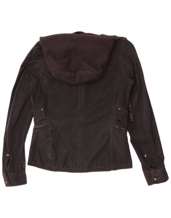 G-Star Dame Grafisk Hætte Military Jacket UK 16 Stor Sort Bomuld