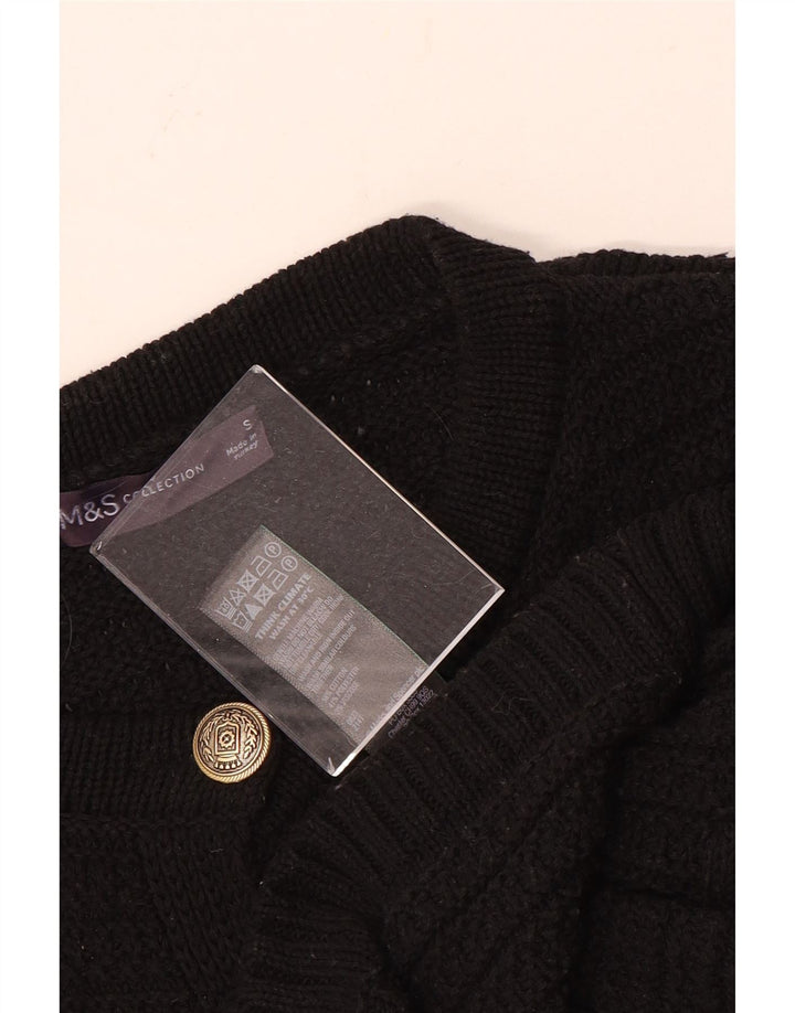 MARKS & SPENCER Womens Crop Oversized cardigan sweater UK 10 Small Black