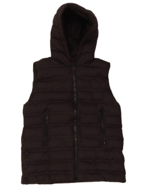Zara Pige Hætte Polstret Gilet 11-12 År Sort Polyester