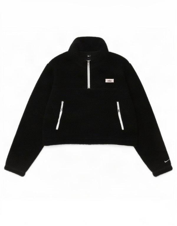 Nike Dame Therma-Fit Loose Fit 1/4 lynlås fleecejakke UK 16 Large Black