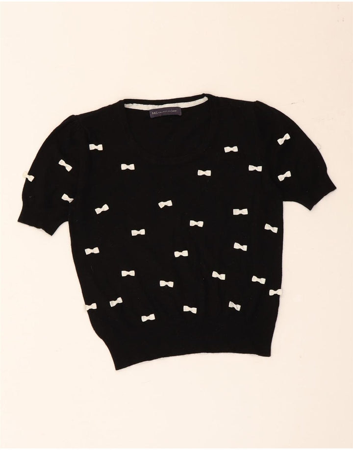Marks & Spencer Dame Crop Boat Neck Jumper Sweater UK 8 Small Black