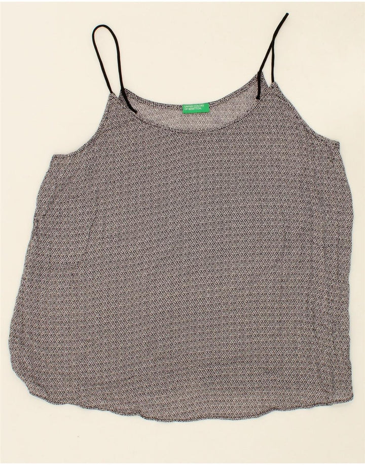 BENETTON Womens Cami Top UK 12 Medium Grey Spotted Viscose Vintage Benetton and Second-Hand Benetton from Messina Hembry 