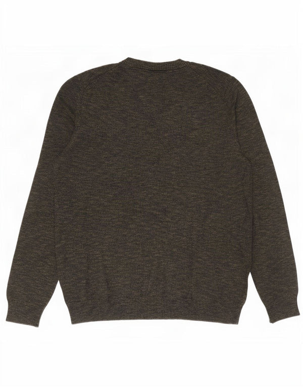 Lyle & Scott Herre sweater med rund hals, stor Khaki Flecked Bomuld