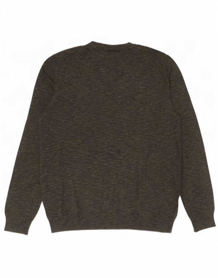 Lyle & Scott Herre sweater med rund hals, stor Khaki Flecked Bomuld