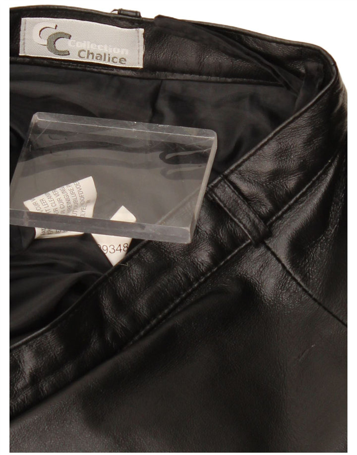 Vintage lædernederdel til kvinder W28 Medium sort læder