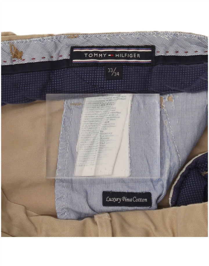 TOMMY HILFIGER Skinny Chinobukser til mænd W33 L34 Beige Bomuld