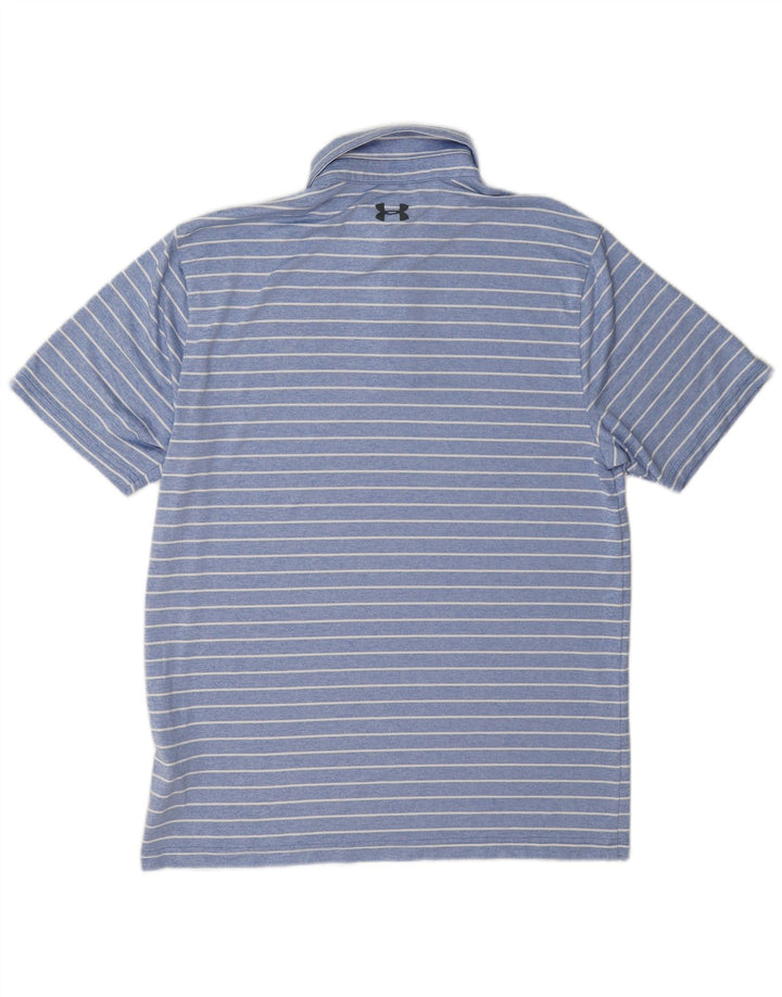 Under Armour Herre Polo Shirt Medium Blue Pinstripe Polyester