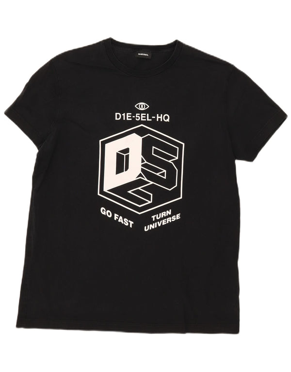 Diesel Dame Grafisk T-Shirt Top UK 20 2XL Sort