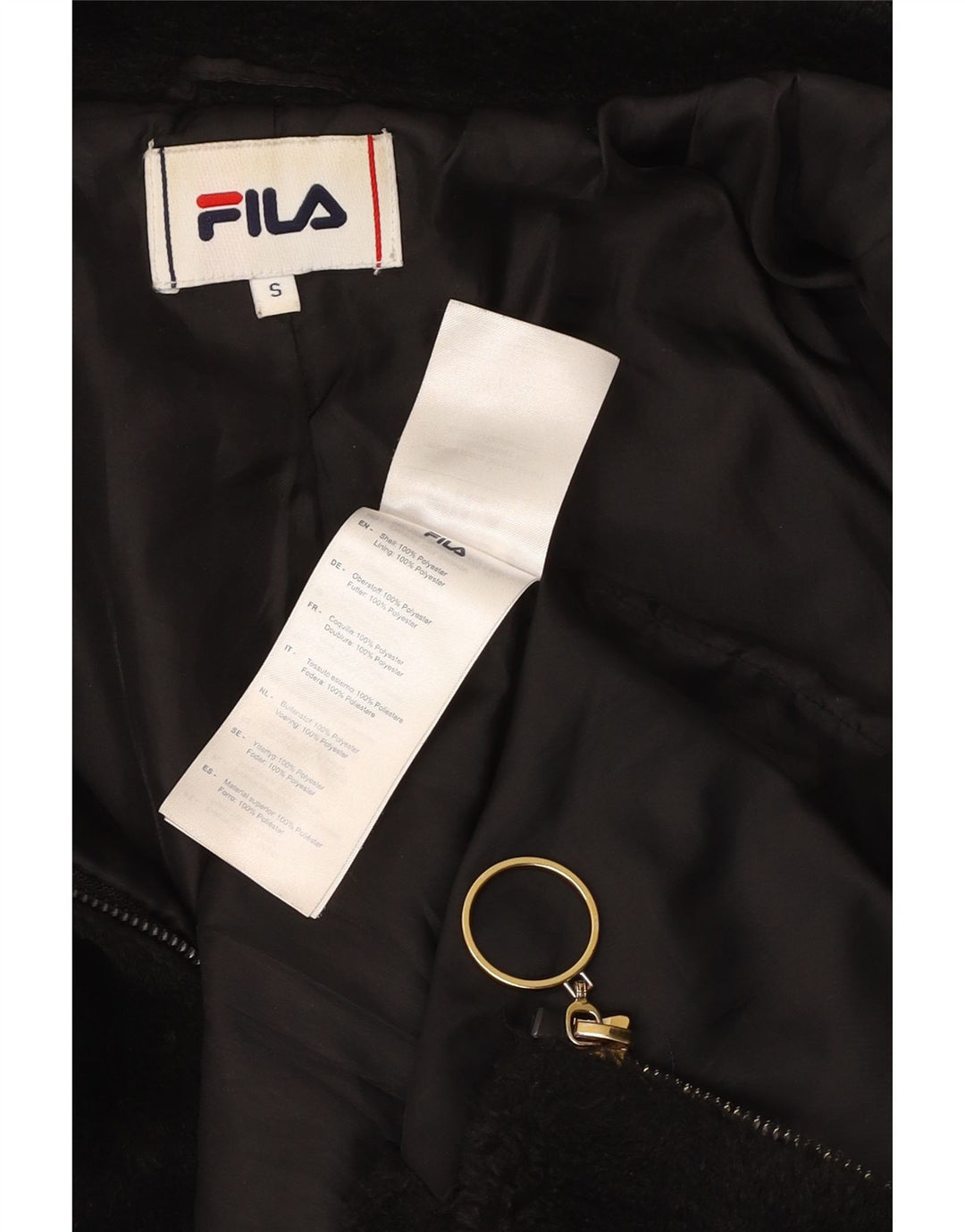 FILA Dame Oversized Fleecejakke UK 10 Lille Sort Polyester