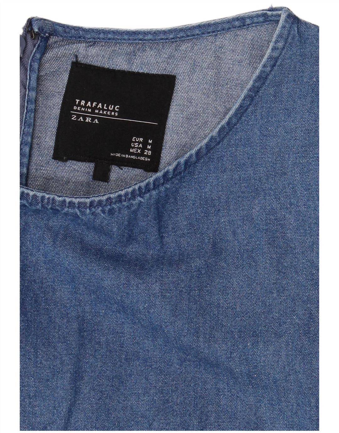 Zara Dame Trafaluc Denim Kjole UK 12 Medium Blue