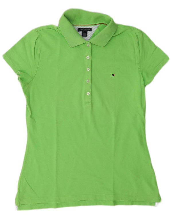 Tommy Hilfiger Dame Polo Shirt UK 12 Medium Green Bomuld