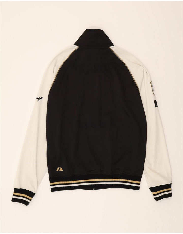 MAJESTIC Mens Graphic Tracksuit Top Jacket Medium Black Colourblock Vintage Majestic and Second-Hand Majestic from Messina Hembry 
