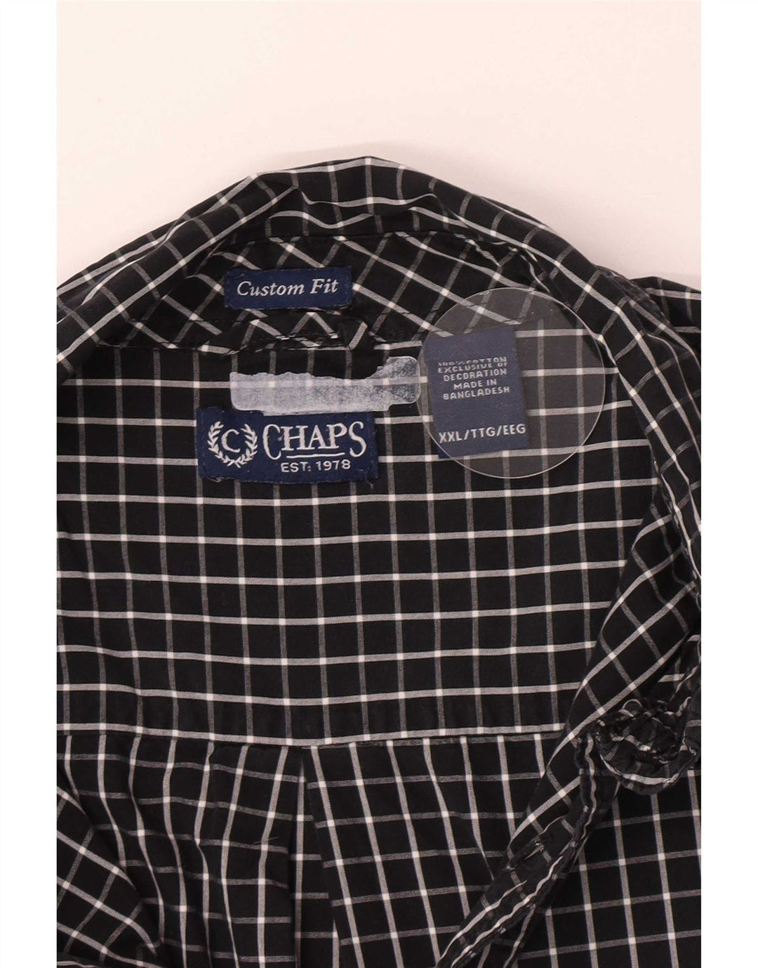 Chaps Herre Custom Fit skjorte 2XL sort ternet bomuld