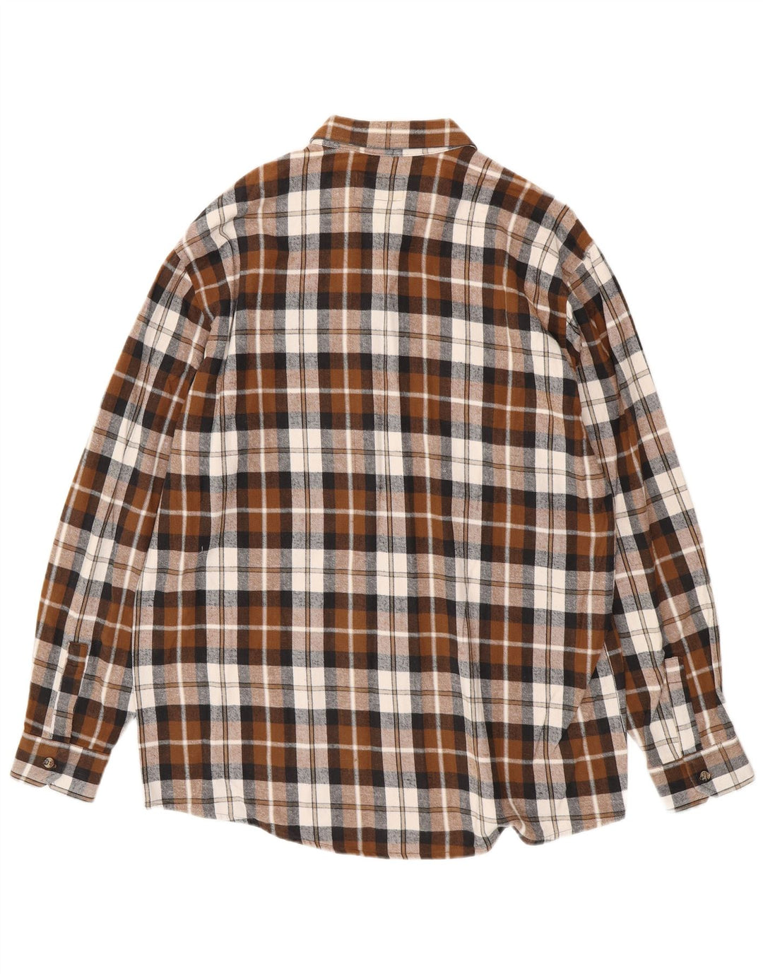 EUROPÆISK PROJEKT Flanelskjorte til mænd Stor brun ternet bomuld