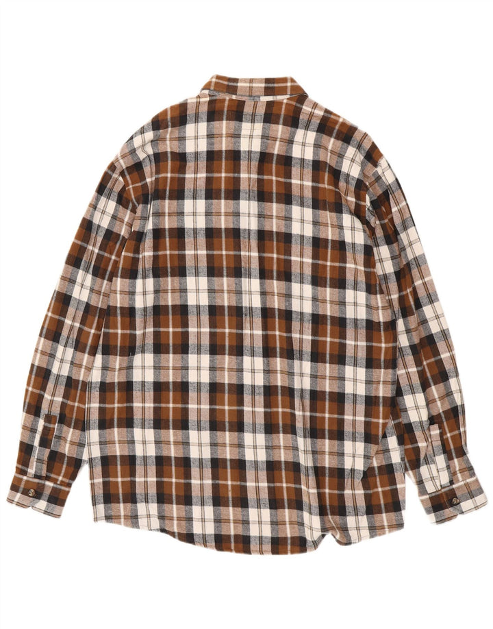 EUROPÆISK PROJEKT Flanelskjorte til mænd Stor brun ternet bomuld