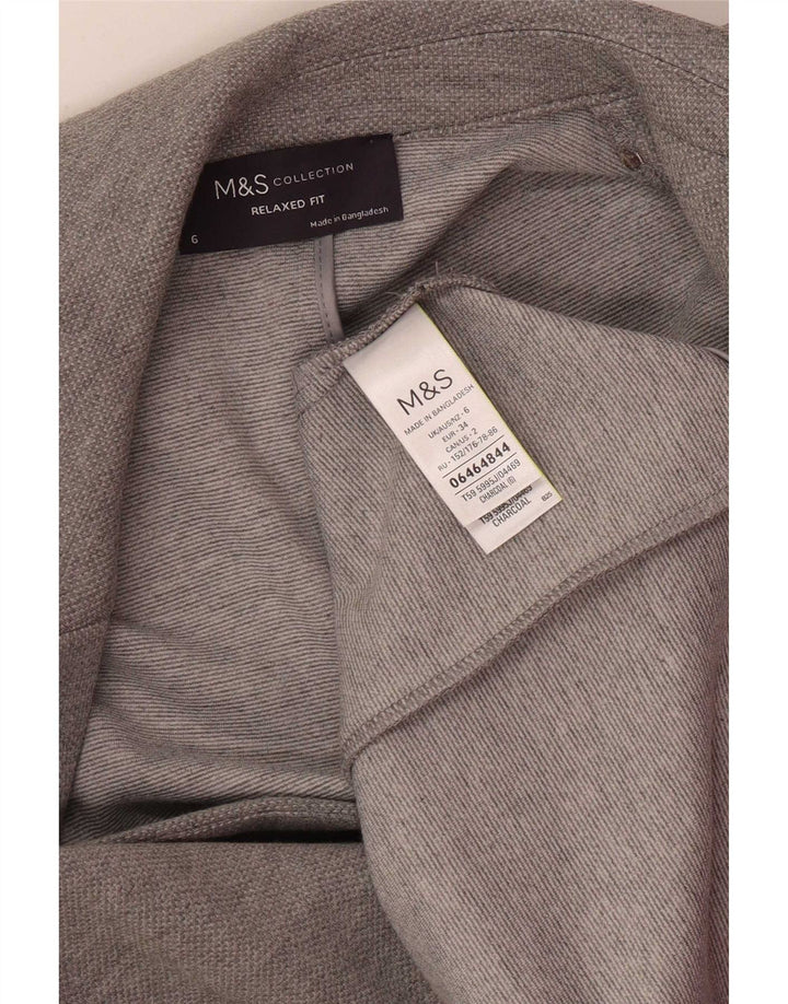 Marks & Spencer Dame afslappet pasform blazerjakke UK 6 XS Grå polyester