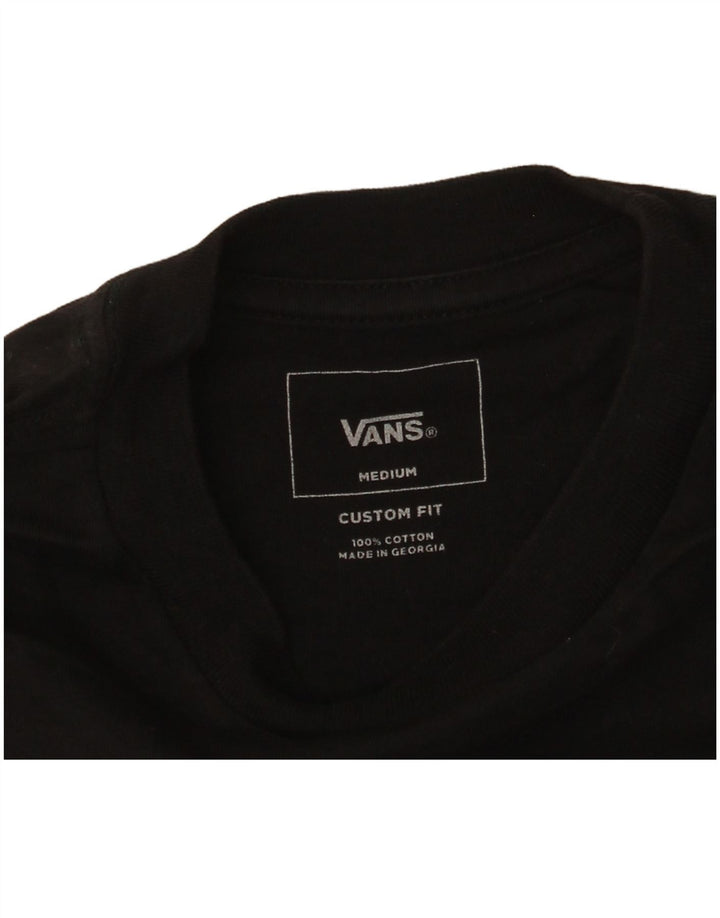 Vans Herre Custom Fit Grafisk T-Shirt Top Medium Sort Bomuld