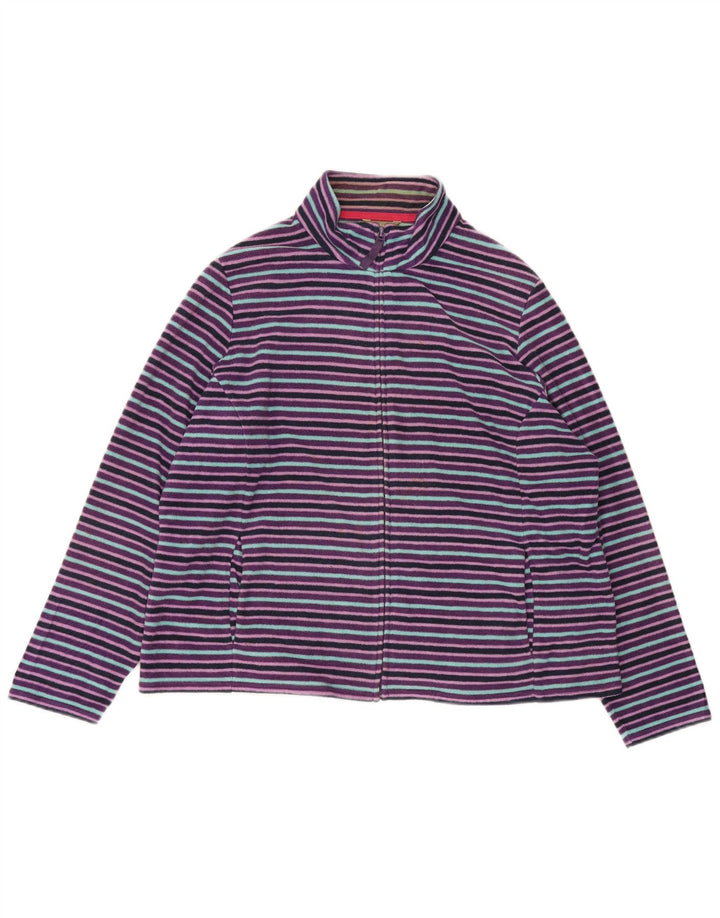 Marks & Spencer Fleecejakke til kvinder UK 22 2XL Lilla stribet polyester