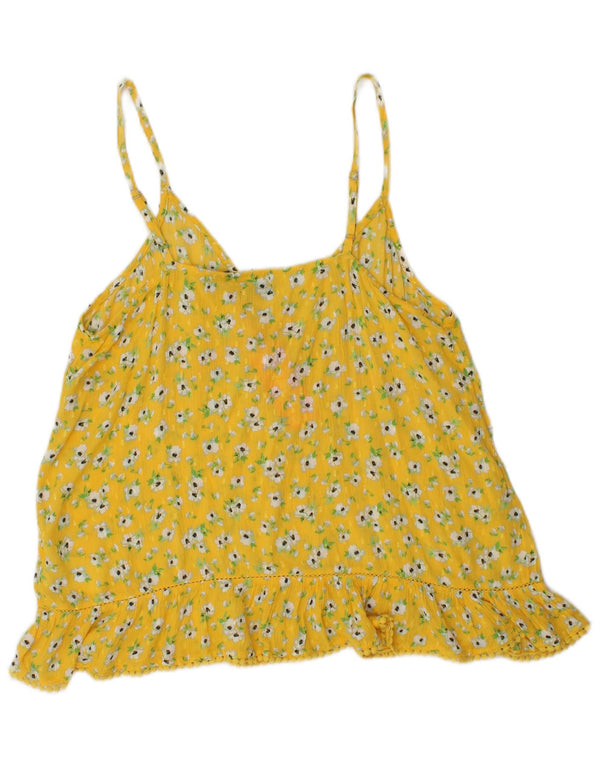 SUPERDRY Dame Cami Top UK 14 Medium Yellow Floral Viscose