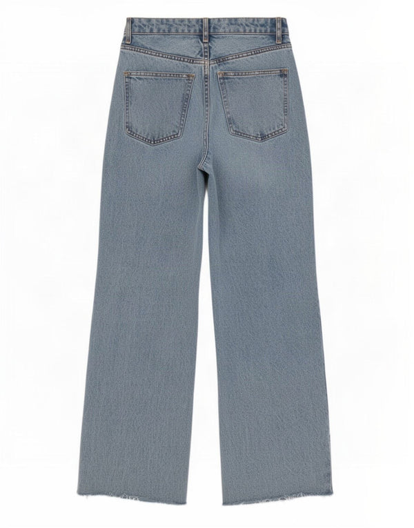 Zara Dame nødlidende højtaljede jeans med brede ben EU 36 XS W26 L30 Blå