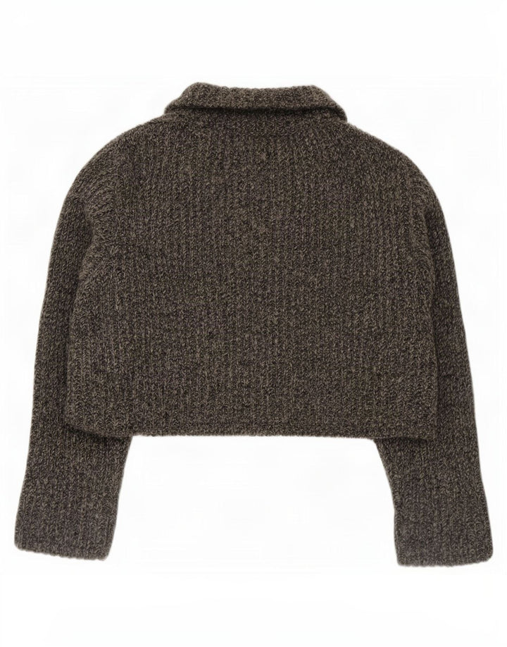 Marlboro Classics Dame Crop Cardigan Sweater UK 14 Medium Grey Flecked
