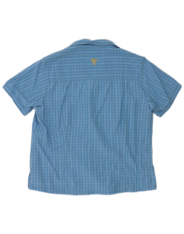 Jack Wolfskin kortærmet skjorte til kvinder UK 14/16 Large Blue Check Lyocell