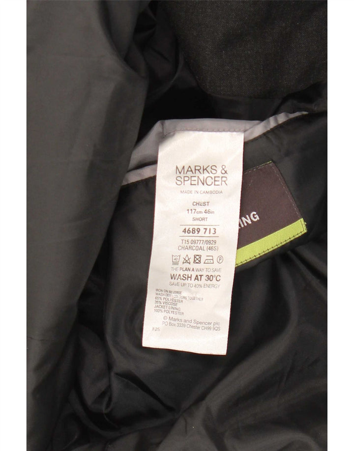 Marks & Spencer Herre 3-knaps blazerjakke UK 46 XL Grå Polyester