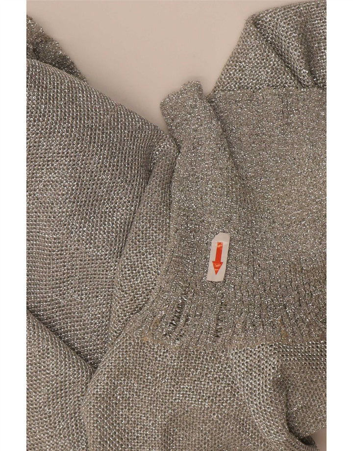 Vintage Dame Crop Roll Neck Jumper Sweater UK 12 Medium Grey