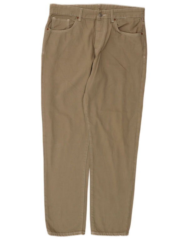 Zara Herre Lige Casual Bukser EU 42 Large W32 L29 Beige Bomuld