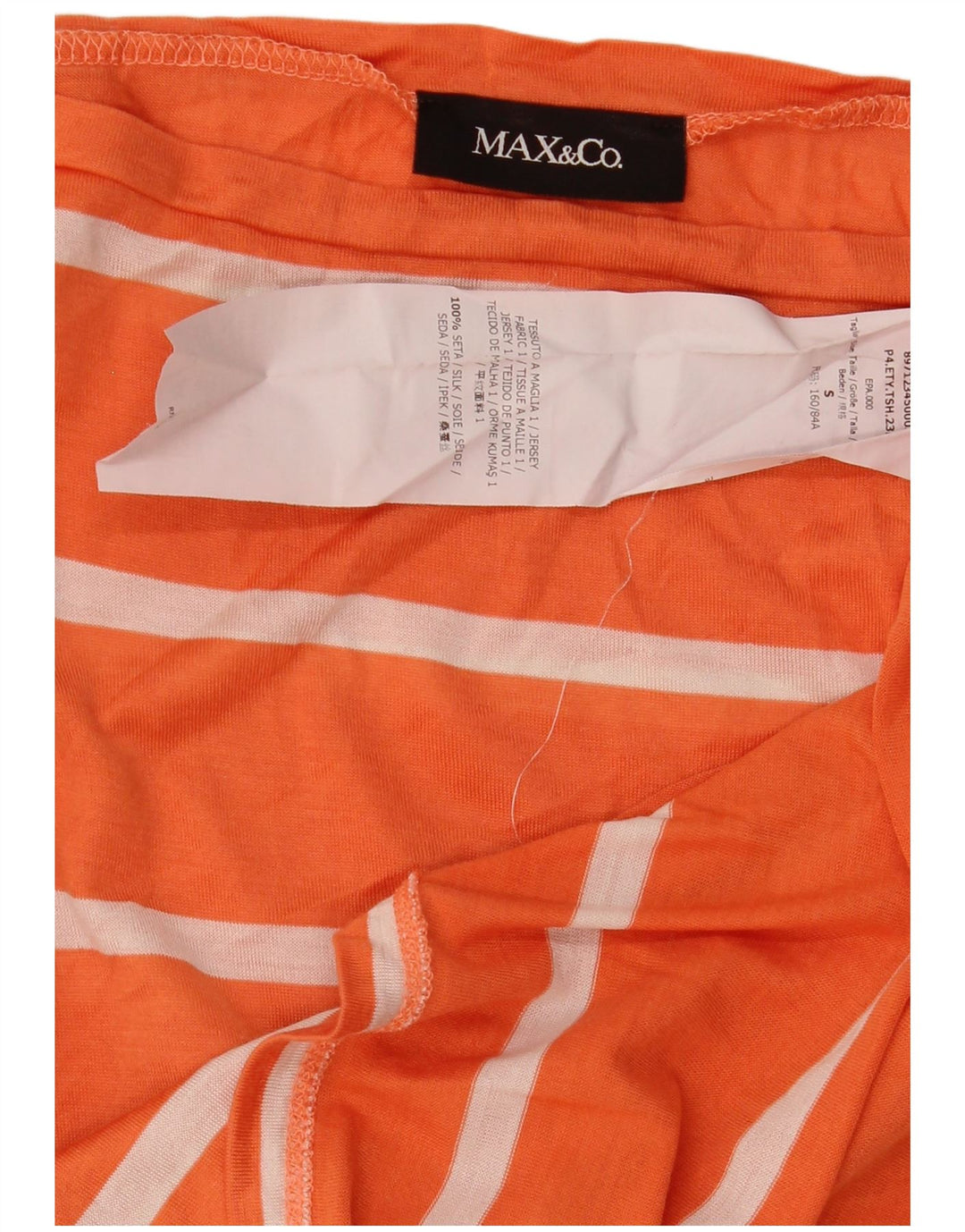 Max & Co. Dame Top 3/4 ærme UK 10 Small Orange Stribet Silke