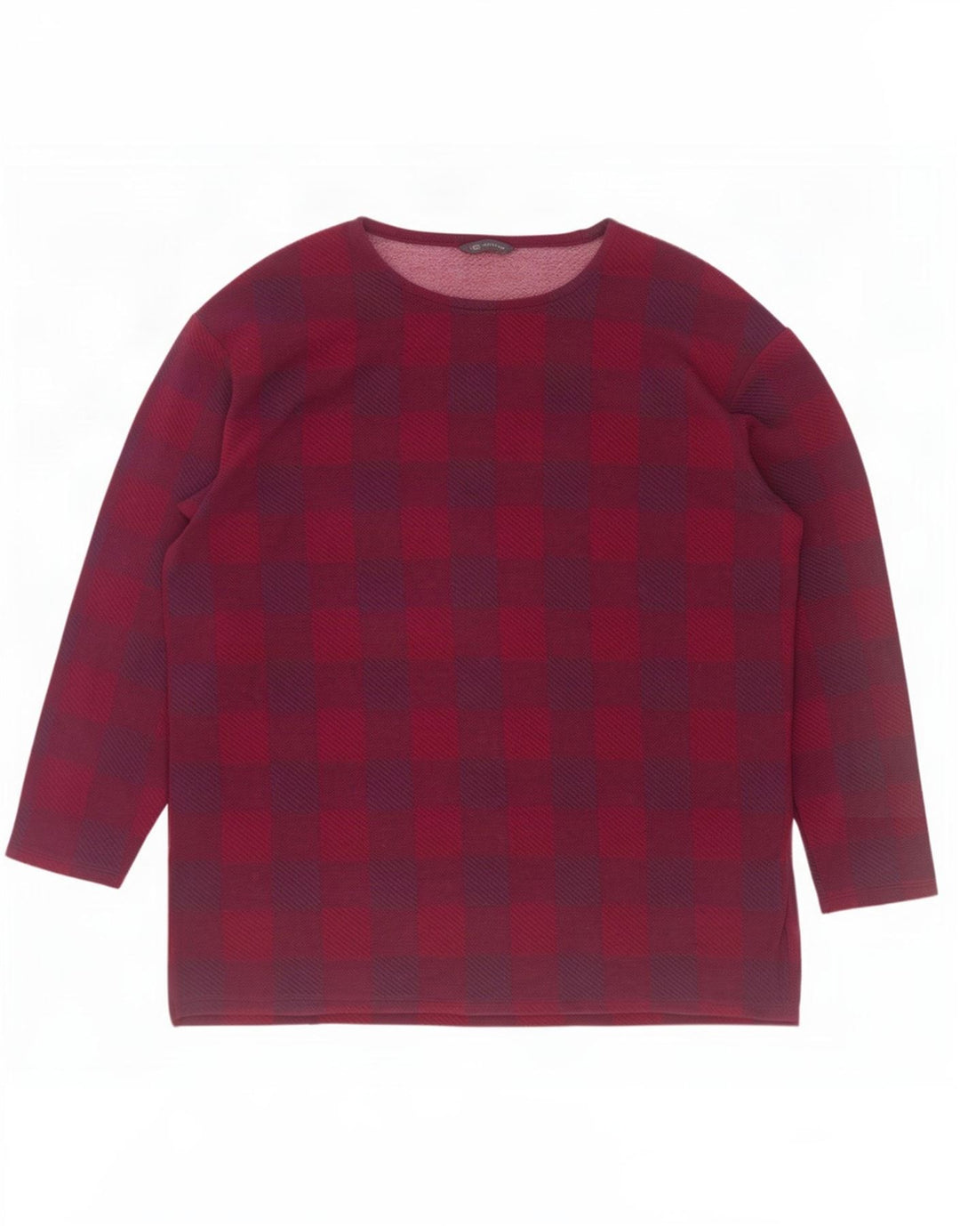Marks & Spencer Dame Langærmet Bluse Top UK 20 2XL Burgundy Check