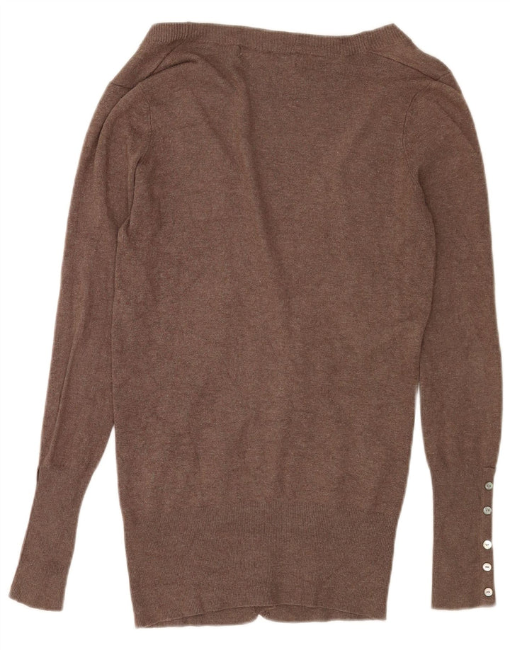 Zara Dame Cardigan Sweater UK 12 Medium Brown Rayon