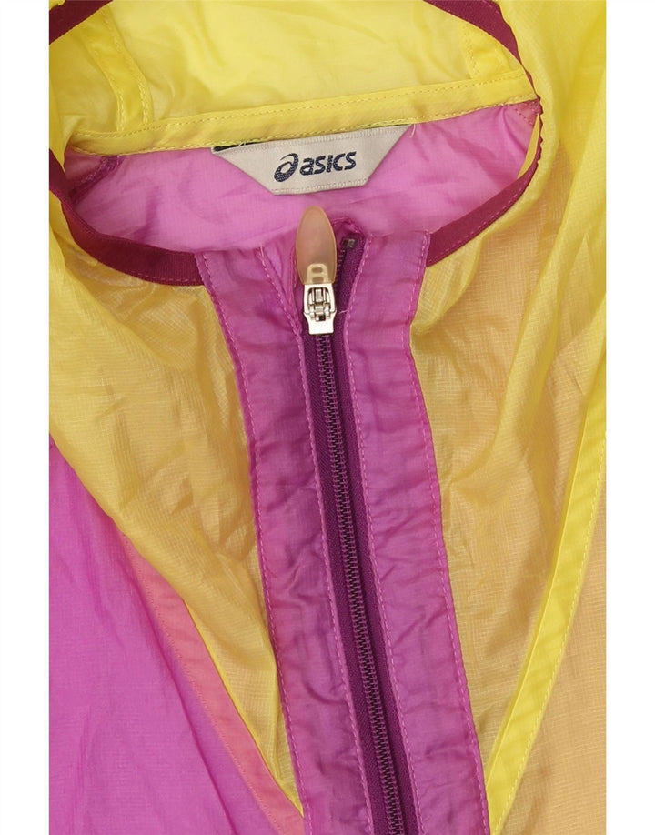 Asics Regnjakke med hætte til kvinder UK 16 Stor flerfarvet Colourblock