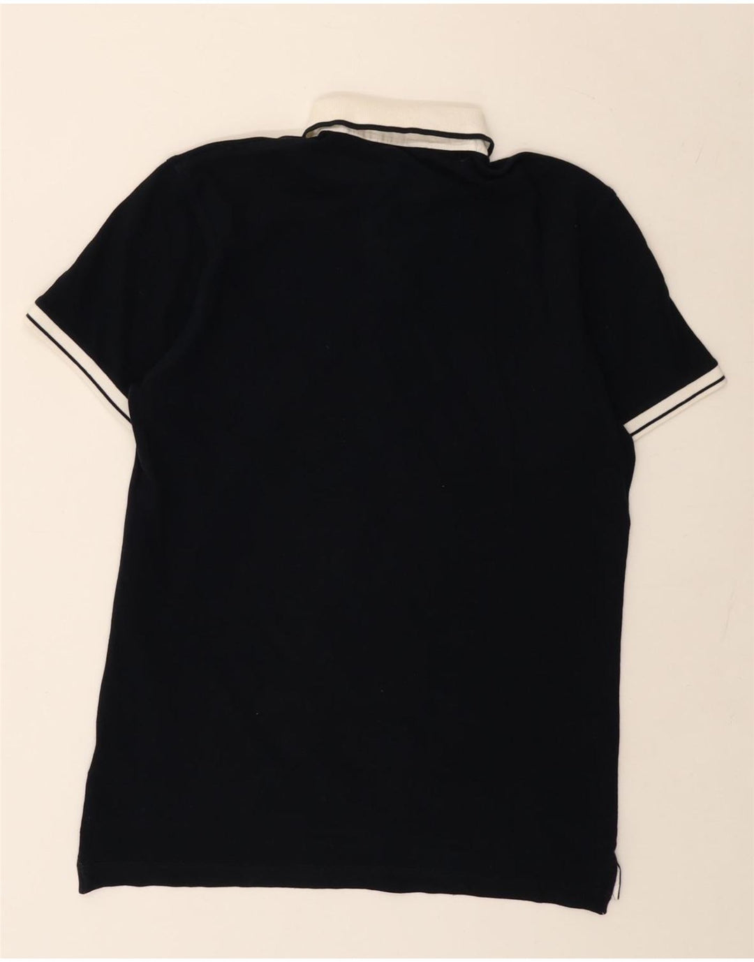 Fay Herre Polo Shirt IT 46 Small Navy Blue Colourblock Bomuld
