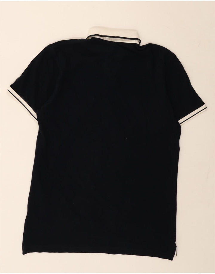 Fay Herre Polo Shirt IT 46 Small Navy Blue Colourblock Bomuld