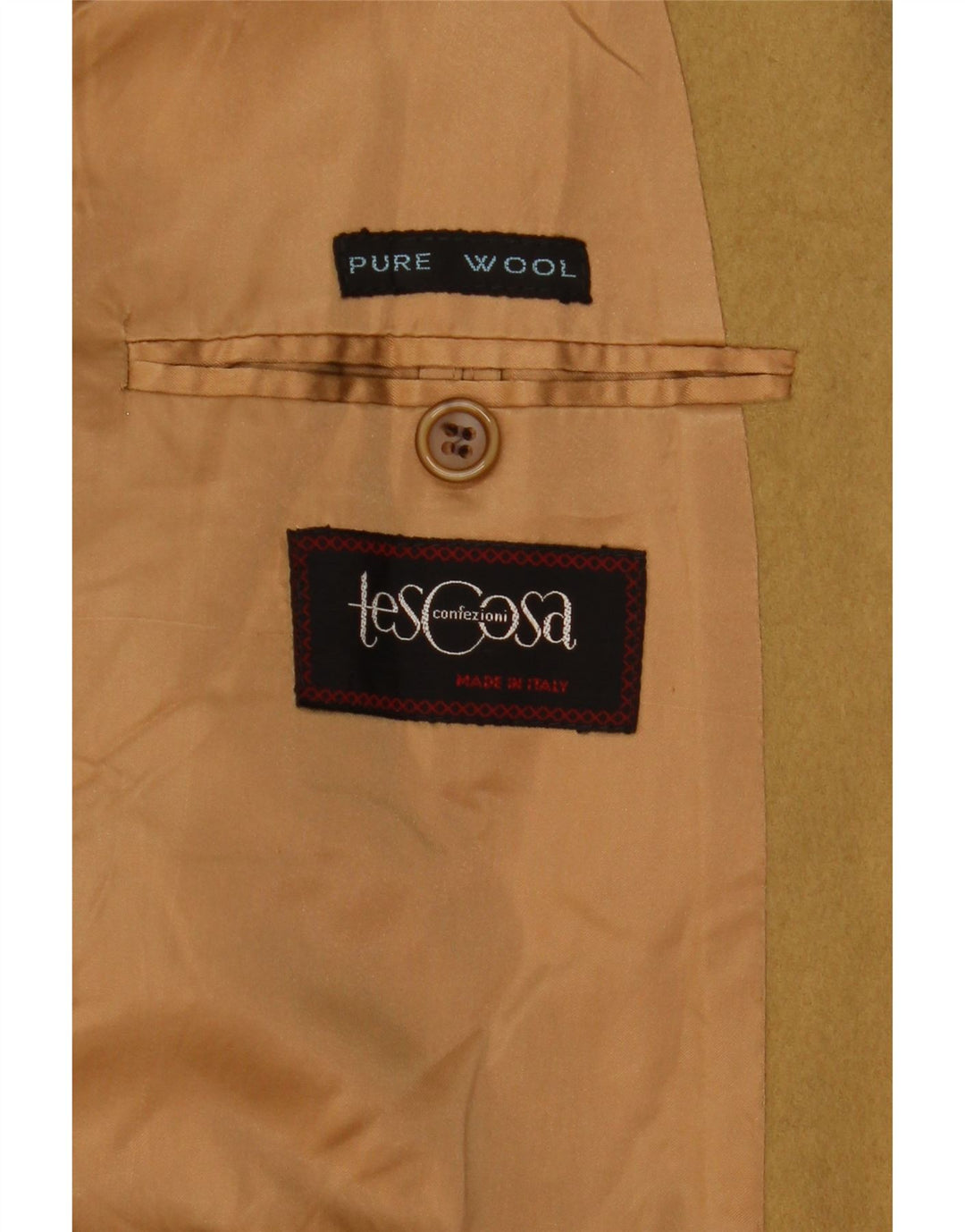 Vintage Dame Dobbeltradet Frakke UK 14 Medium Khaki Wool