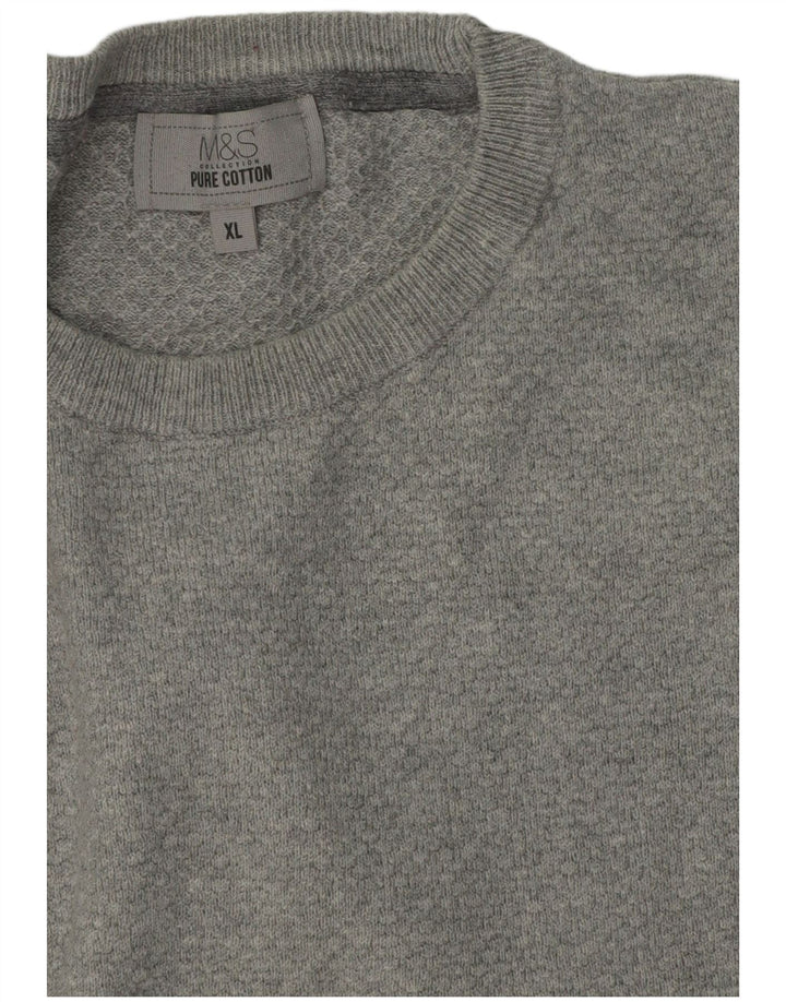 Marks & Spencer Herre sweater med rund hals XL grå bomuld